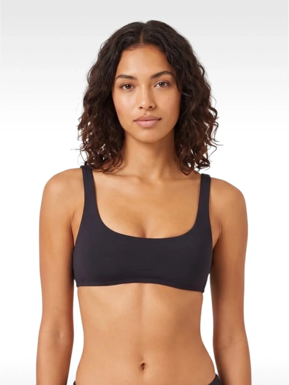 NWT L*Space Solid Prince Black Scoop Neck Bralette Bikini Top Small